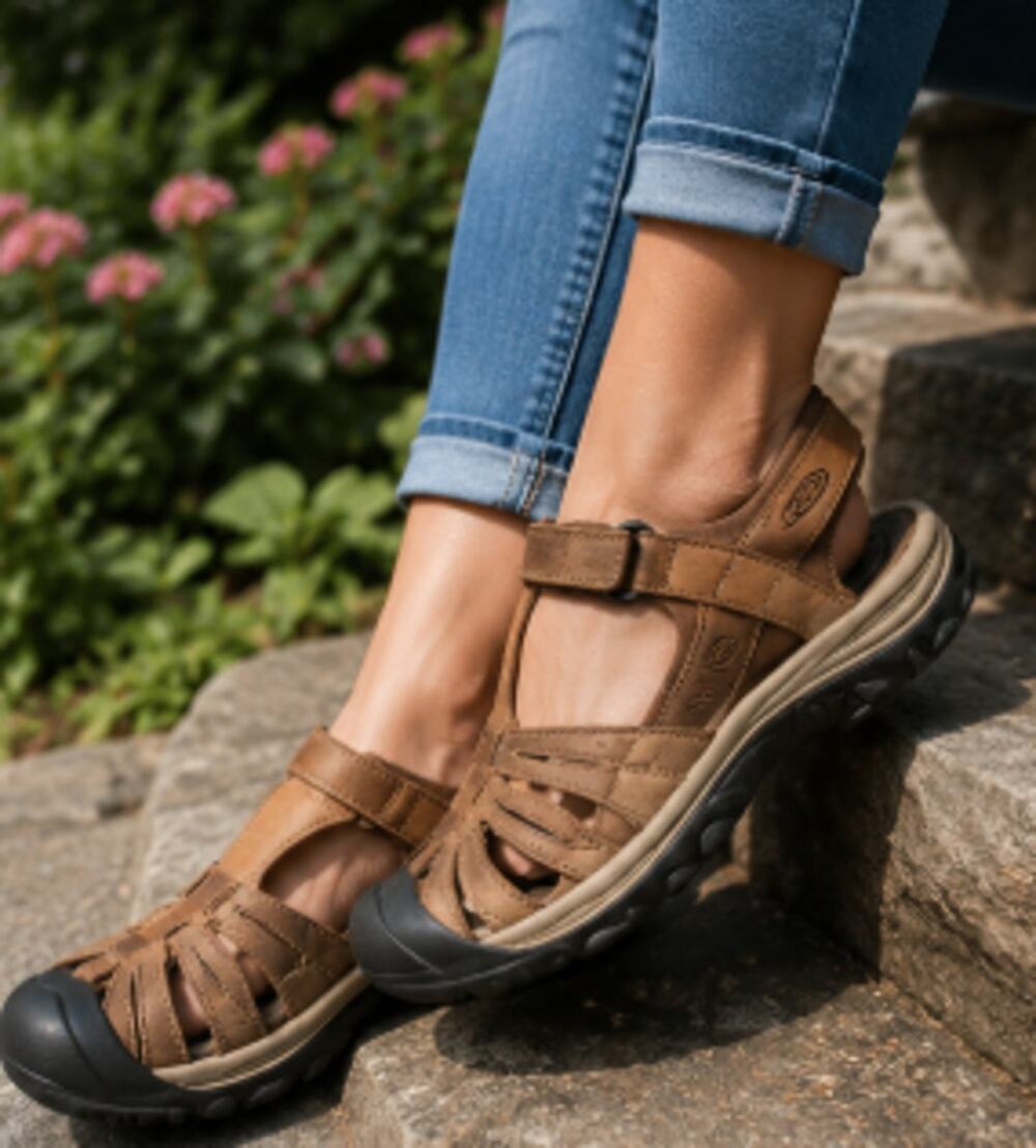 Keen Tan/Brown Closed-Toe Leather Sport Sandals